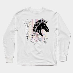 Unicorns - collage watercolor Long Sleeve T-Shirt